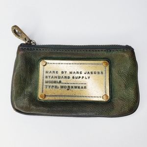 Marc Jacobs | Vintage Workwear Classic Q Green Leather Gold Zip Coin Key Pouch